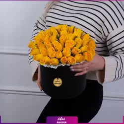 خرید آنلاین باکس گل رز زرد 51 شاخه | گل فروشی آنلاین انگور