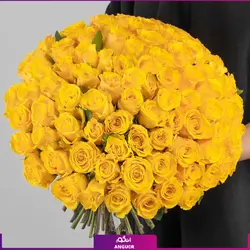 خرید آنلاین دسته گل 101 شاخه گل رز زرد 40 سانتی | گل فروشی آنلاین انگور