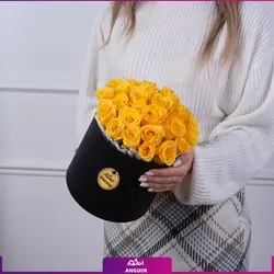 خرید آنلاین باکس گل رز زرد 25 شاخه  | گل فروشی آنلاین انگور