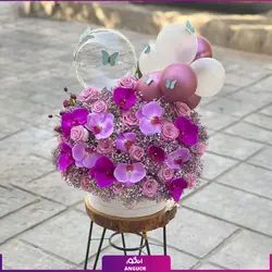 خرید اینترنتی باکس گل تبریک بنفشه | گلفروشی آنلاین انگور