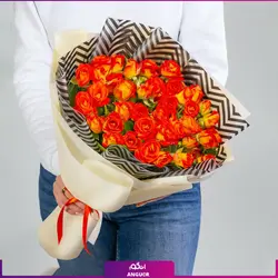 خرید آنلاین دسته گل رز و رز مینیاتوری نارنجی | گل فروشی آنلاین انگور