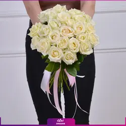 خرید آنلاین دسته گل رز سفید 25 شاخه 50 سانتی | گل فروشی آنلاین انگور