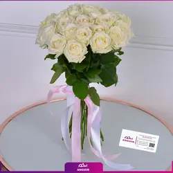 خرید آنلاین دسته گل رز سفید 25 شاخه 50 سانتی | گل فروشی آنلاین انگور