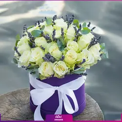 خرید آنلاین باکس گل رز سفید 35 شاخه 40 سانتی | گل فروشی آنلاین انگور