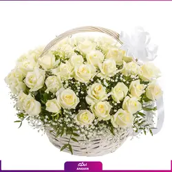 خرید آنلاین سبد گل رز سفید 51 شاخه 40 سانتی | گل فروشی آنلاین انگور