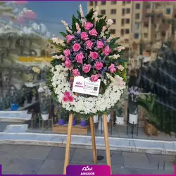 سفارش آنلاین تاج گل حلقه ای صورتی - سفید | مرکز گل و گیاه انگور