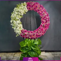 سفارش آنلاین تاج گل ترحیم حلقه ای (رز ، لاله، ارکیده و داوودی) | مرکز گل و گیاه انگور