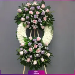 سفارش آنلاین تاج گل تبریک و ترحیم رز و داوودی | مرکز گل و گیاه انگور|