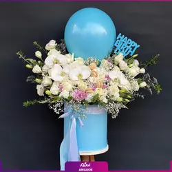 خرید آنلاین باکس گل رز صورتی | گل فروشی آنلاین انگور