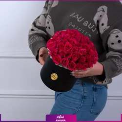 خرید آنلاین باکس گل رز صورتی 35 شاخه | گل فروشی آنلاین انگور