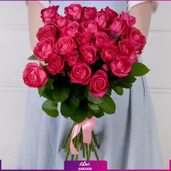 خرید آنلاین دسته گل رز صورتی 25 شاخه | گل فروشی آنلاین انگور