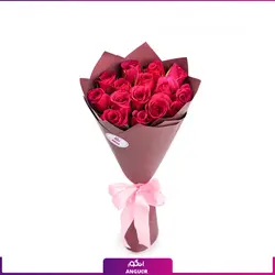 خرید آنلاین دسته گل رز صورتی 15 شاخه | گل فروشی آنلاین انگور