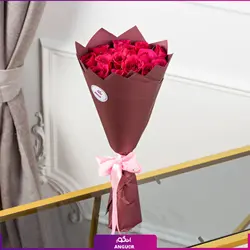 خرید آنلاین دسته گل رز صورتی 15 شاخه | گل فروشی آنلاین انگور