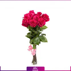 خرید آنلاین دسته گل رز صورتی 9 شاخه | گل فروشی آنلاین انگور