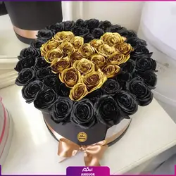 خرید آنلاین باکس گل رز قلب طلا 55 شاخه | گل فروشی آنلاین انگور