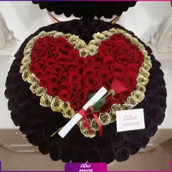 خرید آنلاین باکس گل رز با طرح قلب 195 شاخه | گل فروشی آنلاین انگور