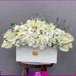 خرید آنلاین باکس گل ترحیم آنتوریوم، رز، ارکیده و... | گلفروشی آنلاین انگور