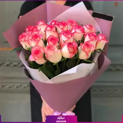 خرید آنلاین دسته گل رز لب صورتی 19 شاخه | گل فروشی آنلاین انگور