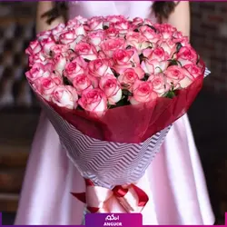 خرید آنلاین دسته گل رز لب صورتی 51 شاخه | گل فروشی آنلاین انگور