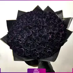 خرید آنلاین دسته گل رز مشکی 101 شاخه با دورپیچ کاغذ | گل فروشی آنلاین انگور