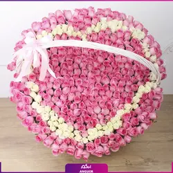 خرید آنلاین سبد گل رز صورتی 501 شاخه ای | گل فروشی آنلاین انگور