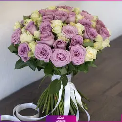 خرید آنلاین دسته گل رز بنفش 52 شاخه ای | گل فروشی آنلاین انگور