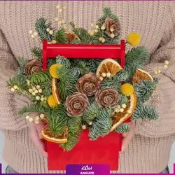 خرید آنلاین باکس گل کریسمس پرباد (سال نو میلادی) | گلفروشی آنلاین انگور