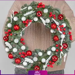خرید آنلاین حلقه گل کریسمس به همراه چراغ (سال نو میلادی) | انگور