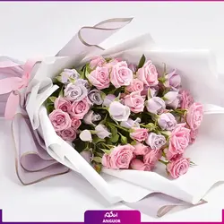 سفارش آنلاین دسته گل رز مینیاتوری به همراه کیک قلبی | انگور