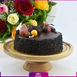 سفارش دسته گل رز به همراه کیک شکلاتی، انگور