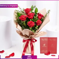 دسته گل رز و کیک (تحویل در سنگاپور) | انگور