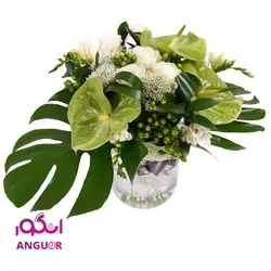 دسته گل آنتوریوم و رز با گلدان(ارسال گل به ایتالیا) | انگور