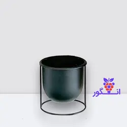 گلدان فلزی رومیزی استند دار رنگ مشکی ( ارتفاع 20 سانتی)