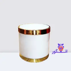 گلدان سفید با لبه طلایی بالا و پایین
