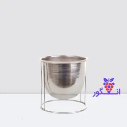 گلدان فلزی رومیزی استند دار رنگ سیلور ( ارتفاع 20 سانتی)