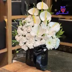 باکس گل ترحیم (آنتوریوم، میخک، داوودی و لیلیوم)| مرکزگل و گیاه انگور