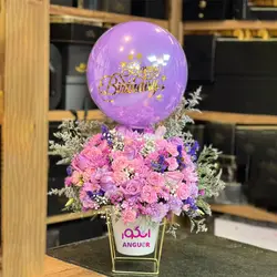 خرید آنلاین باکس گل ارمغان با گلهای رز،لیسیانتوس| مرکز گل و گیاه انگور