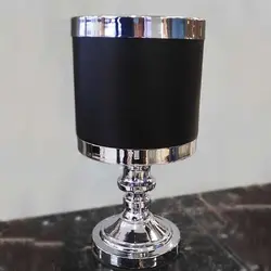 گلدان فلزی آسو رنگ مشکی با لبه نقره ای