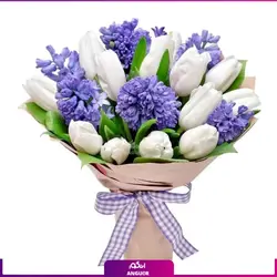 سفارش اینترنتی گلدان سنبل طبیعی 6 عددی با گلدان فلزی