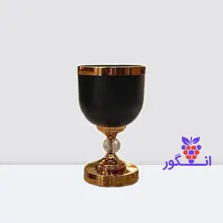 گلدان فلزی پایه دار مشکی با لبه طلایی