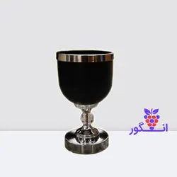 گلدان فلزی پایه دار مشکی با لبه نقره ای