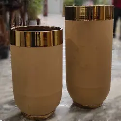 گلدان فلزی آیرین - طلایی با لبه طلایی (ارتفاع 83 سانتی ) | انگور