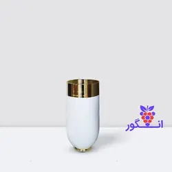 گلدان خالی فایبرگلاس سفید با لبه آبکاری 55 سانتی