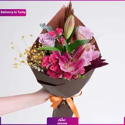 باکس گل رز بنفش (ارسال گل به ترکیه) | انگور