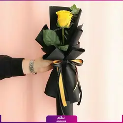 دسته گل رز زرد تک شاخه با دیزاین متفاوت برای شما خاص پسندان | گلفروشی آنلاین انگور