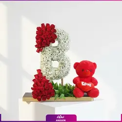 باکس گل حرف B با طراحی متفاوت از گلهای عروس و رز | گلفروشی انگور