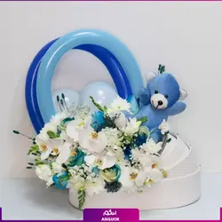 سفارش آنلاین باکس گل مَهَند (گل نوزاد، مدل گهواره ای) انگور