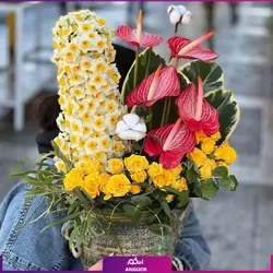 سفارش آنلاین دسته گل زیبایی کرشمه (ترکیب زیبایی گل رز و نرگس)| سایت انگور