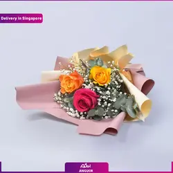 دسته گل رز 6 تایی سفید و زرد (ارسال گل به سنگاپور) | انگور