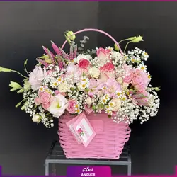 خرید سبد سفید با گل رز قرمز 🌹همراه با ارسال و تحویل| سایت انگور